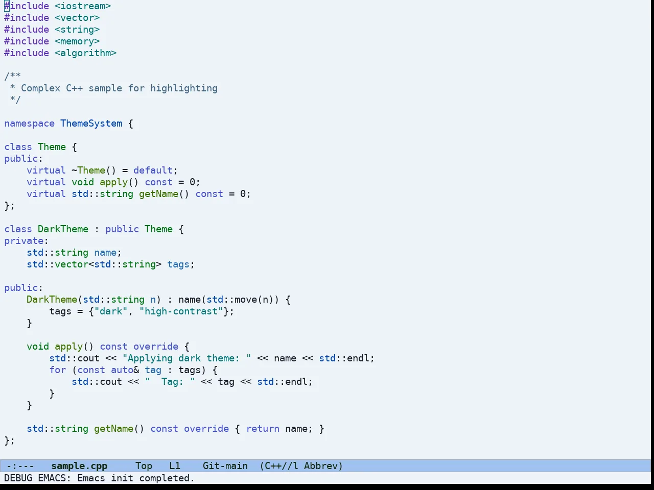 Ef Maris Light Theme in c++-mode