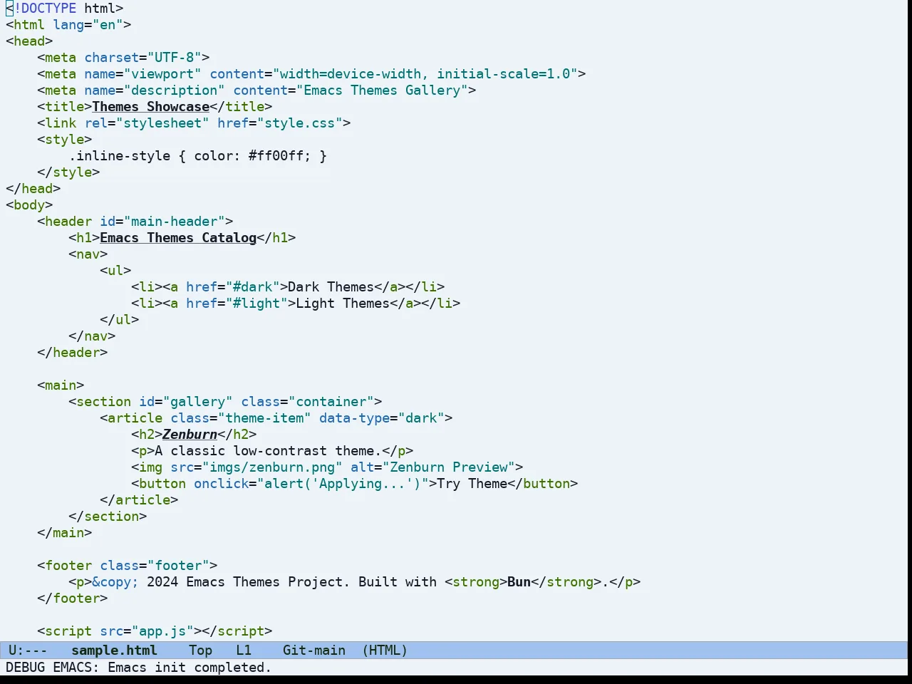 Ef Maris Light Theme in html-mode