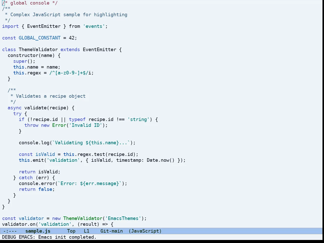 Ef Maris Light Theme in javascript-mode