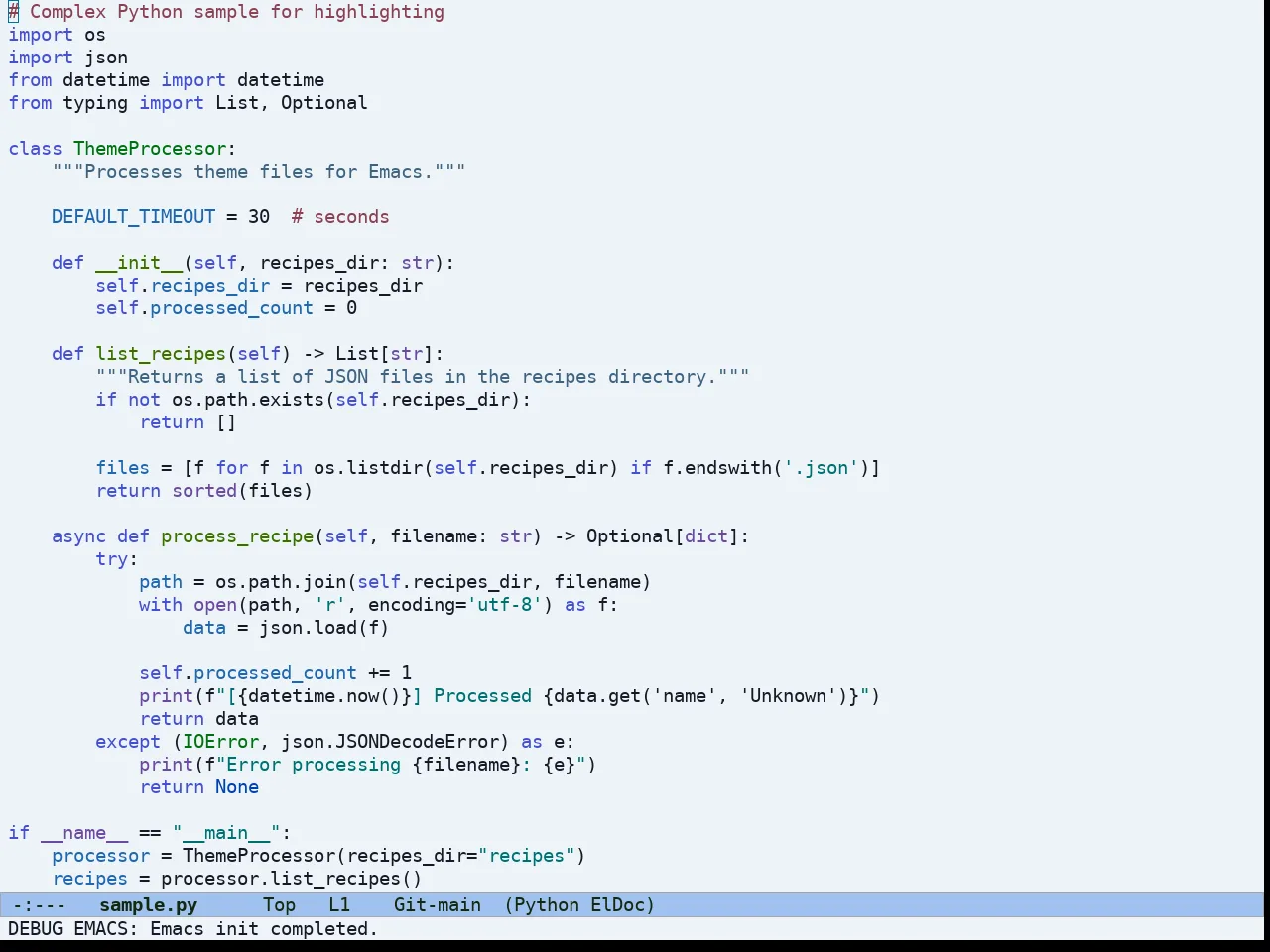 Ef Maris Light Theme in python-mode
