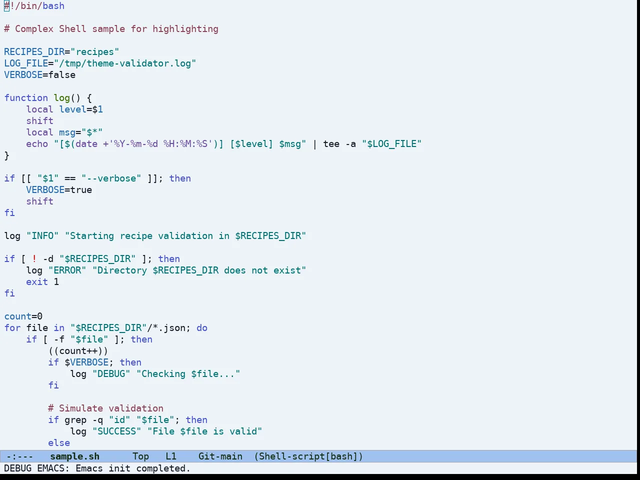 Ef Maris Light Theme in sh-mode