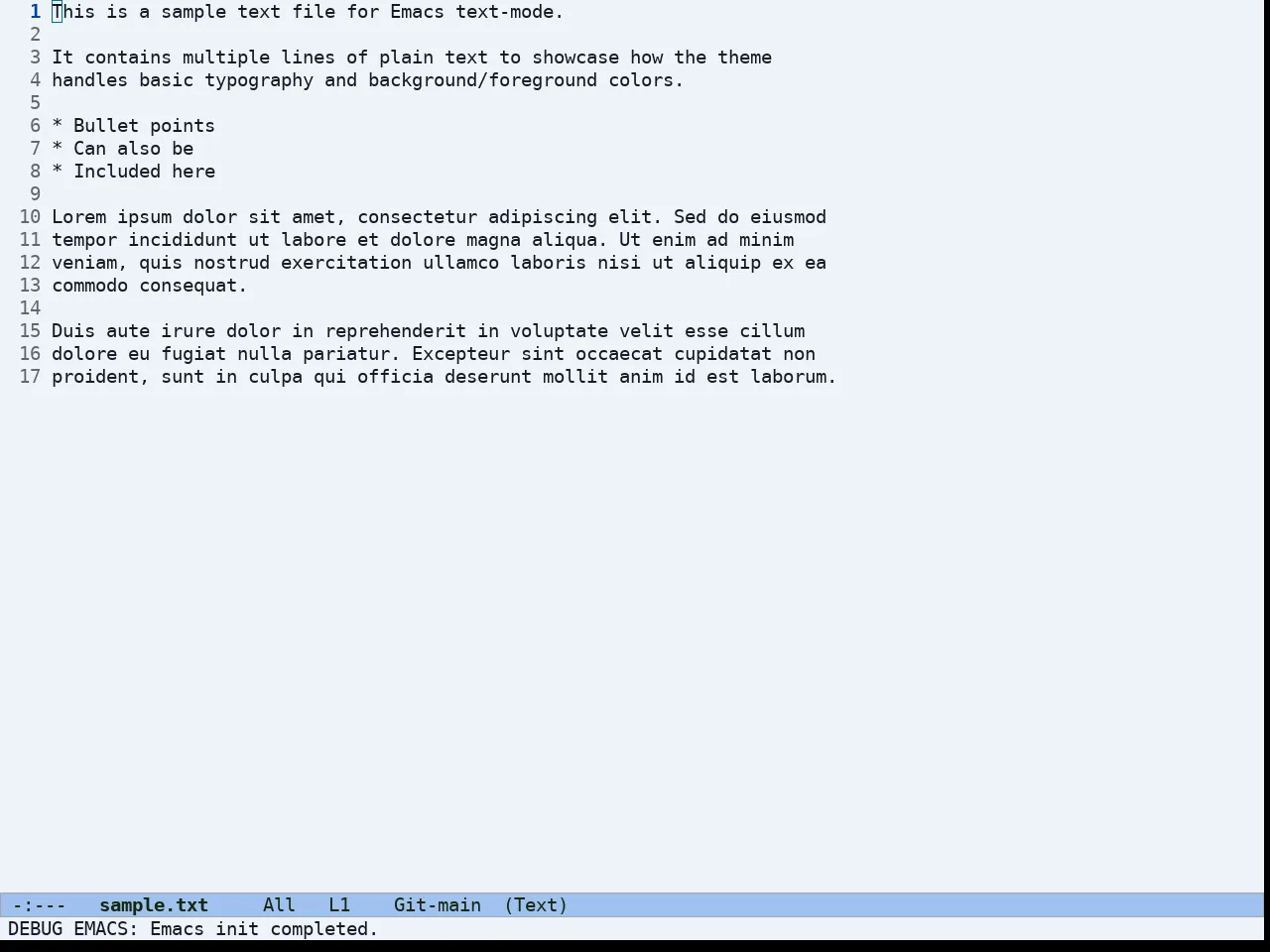 Ef Maris Light Theme in text-mode