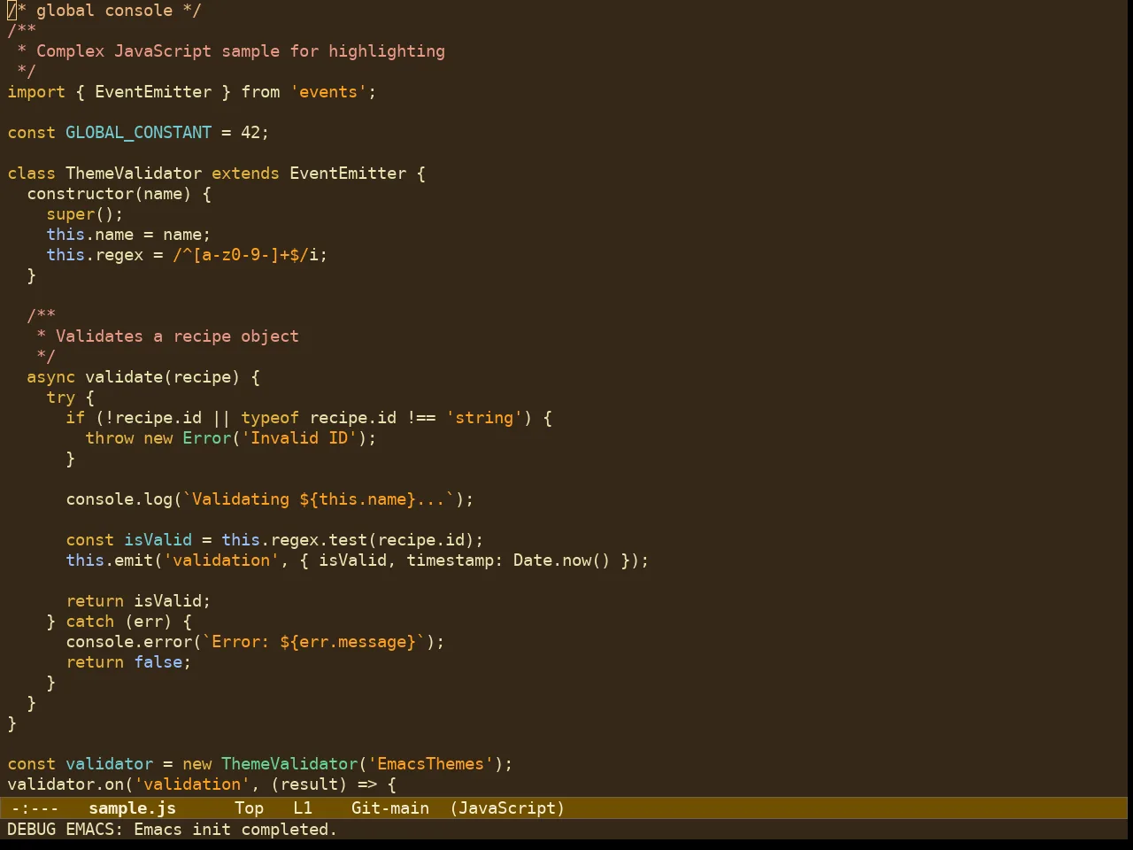Ef Melissa Dark Theme in javascript-mode