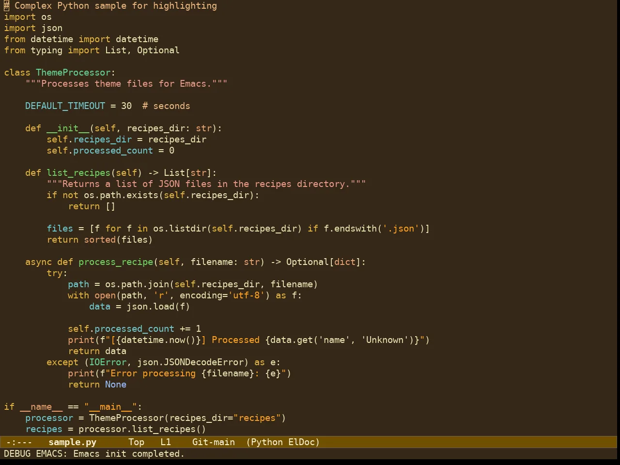 Ef Melissa Dark Theme in python-mode