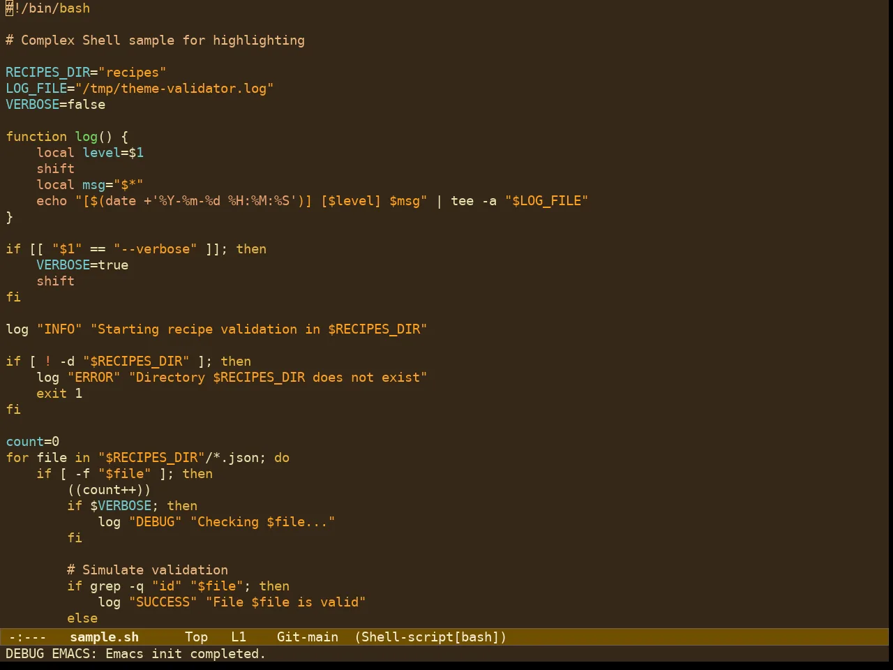Ef Melissa Dark Theme in sh-mode