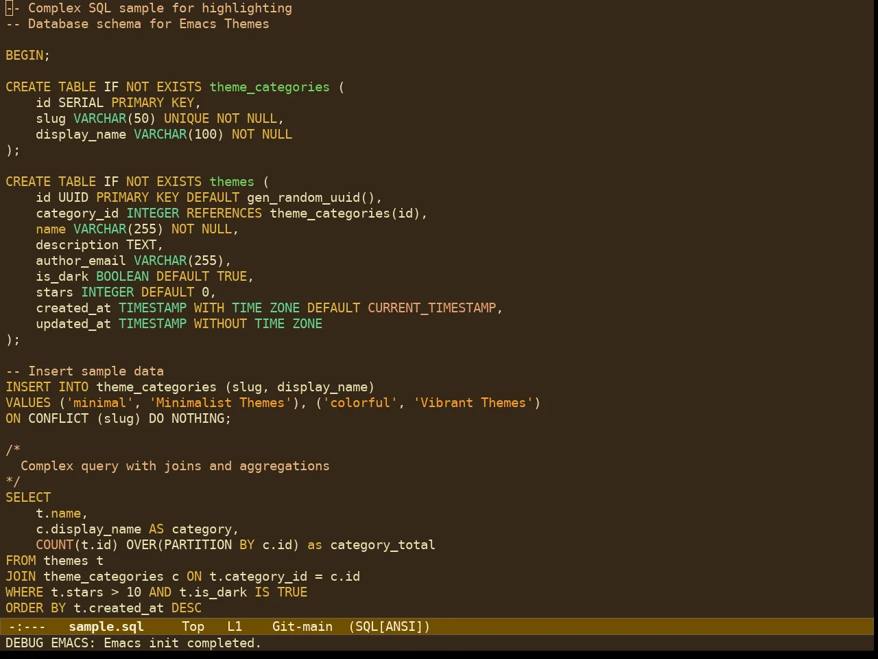 Ef Melissa Dark Theme in sql-mode