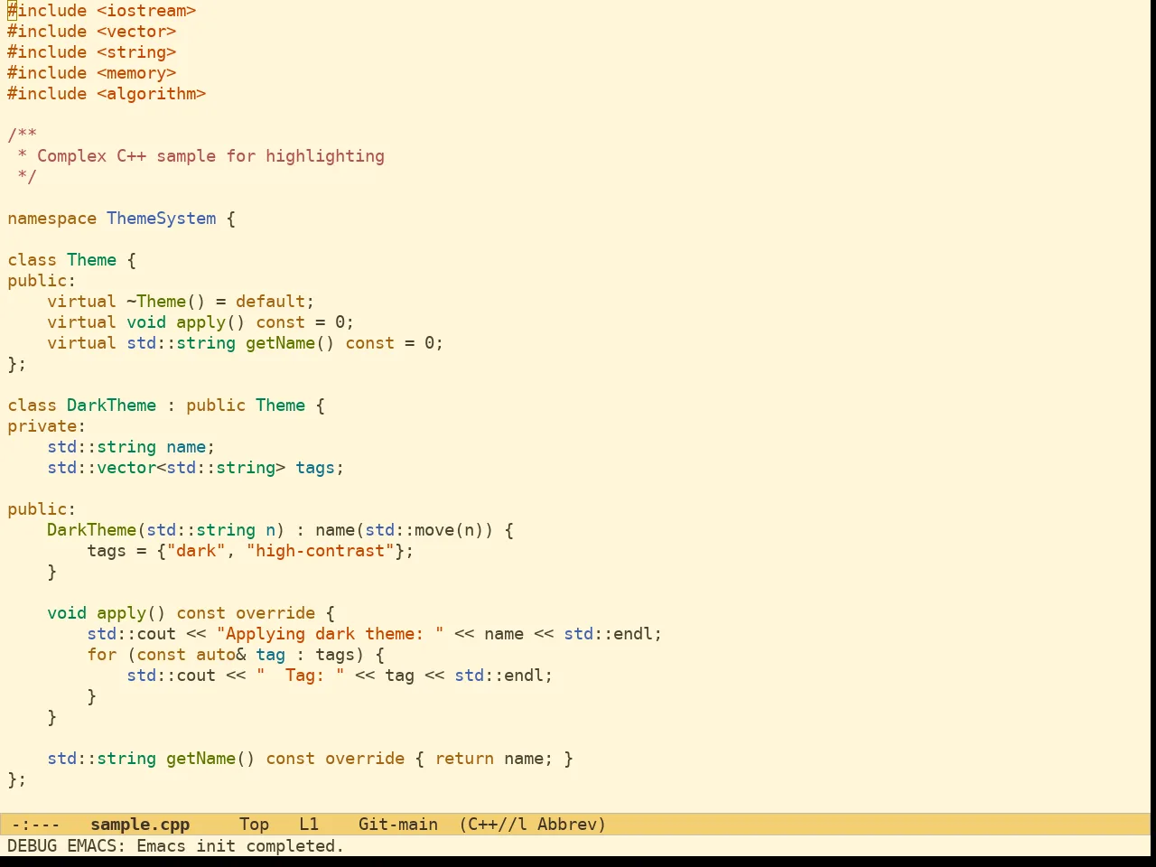 Ef Melissa Light Theme in c++-mode