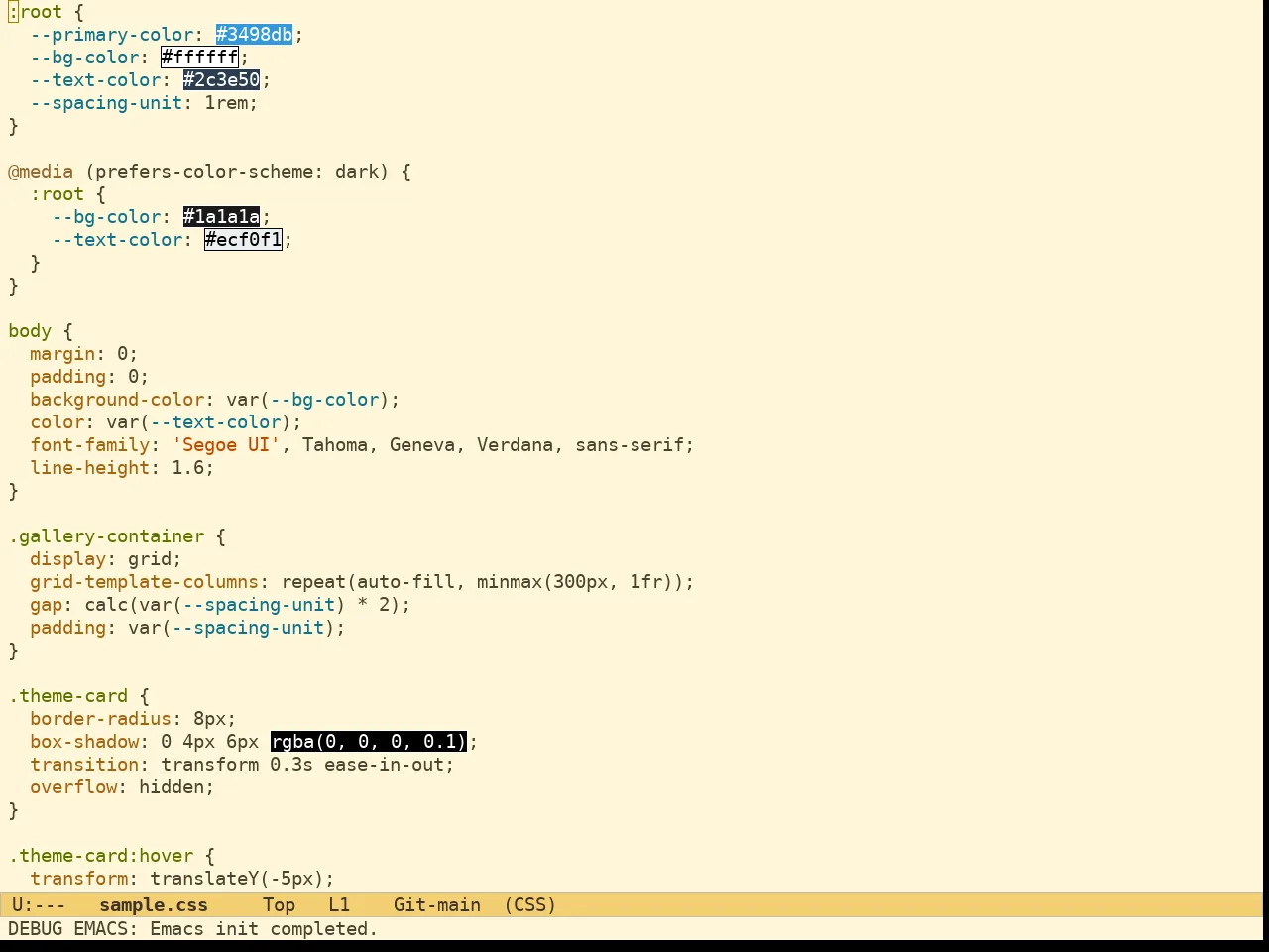 Ef Melissa Light Theme in css-mode