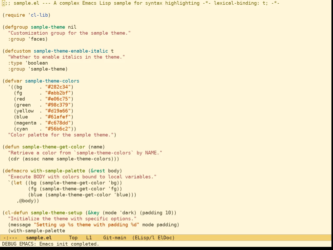Ef Melissa Light Theme in emacs-lisp-mode