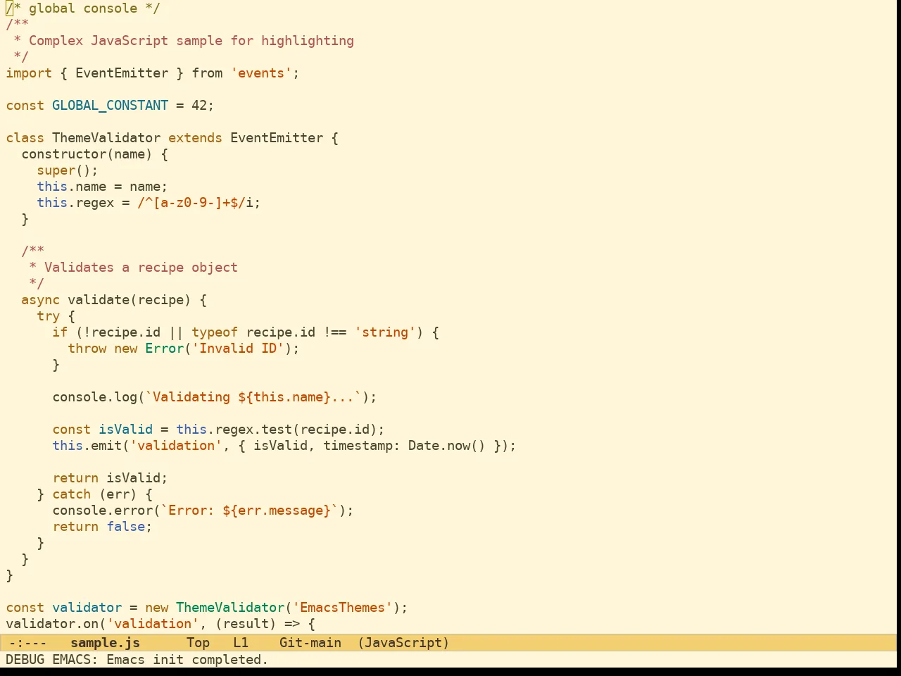 Ef Melissa Light Theme in javascript-mode