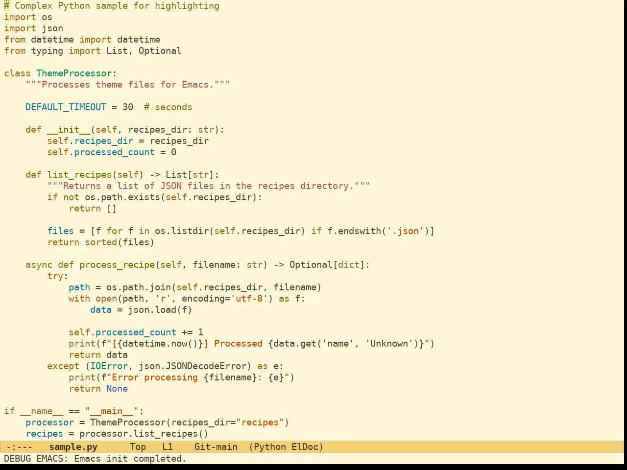Ef Melissa Light Theme in python-mode