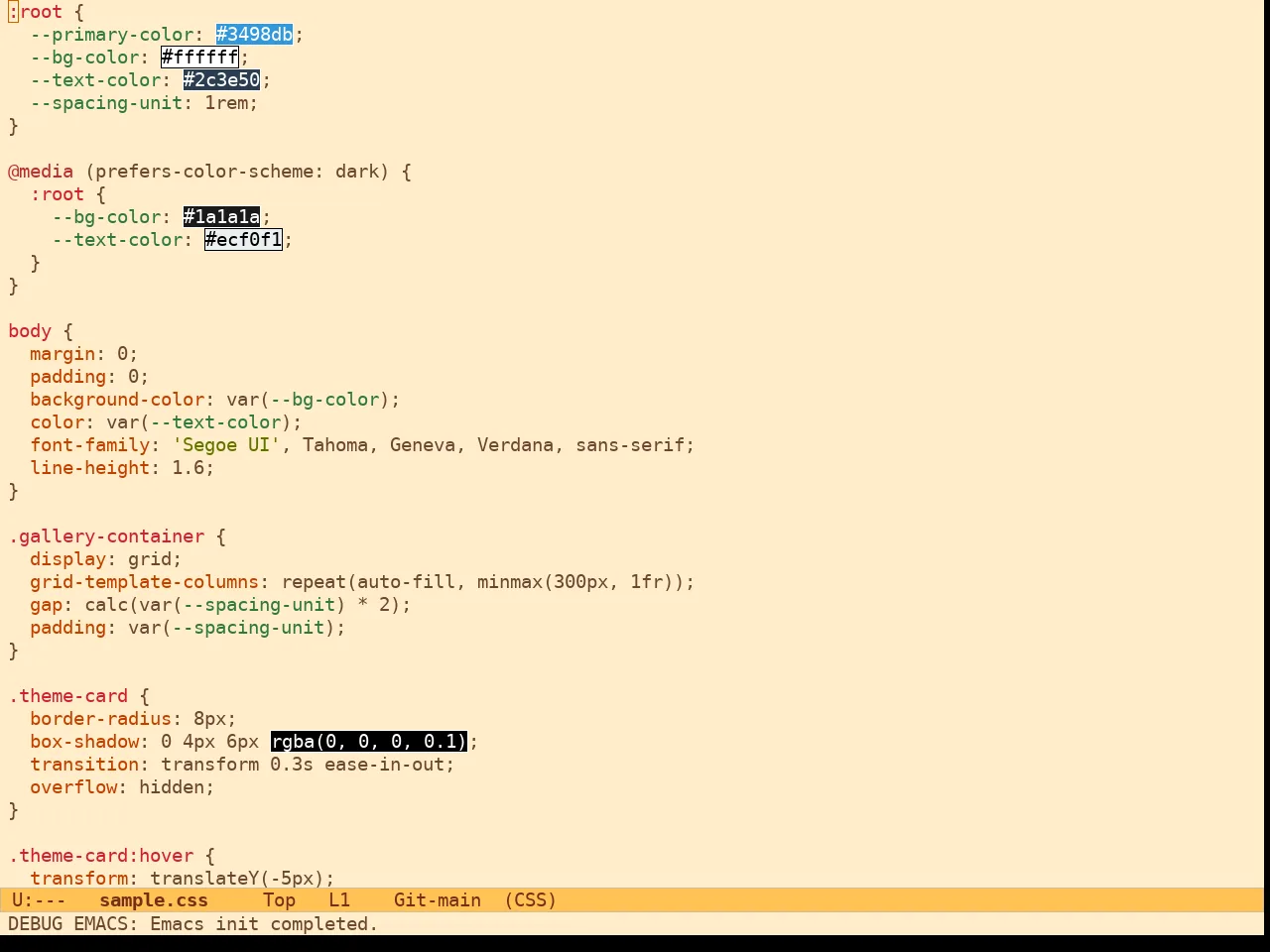 Ef Orange Theme in css-mode