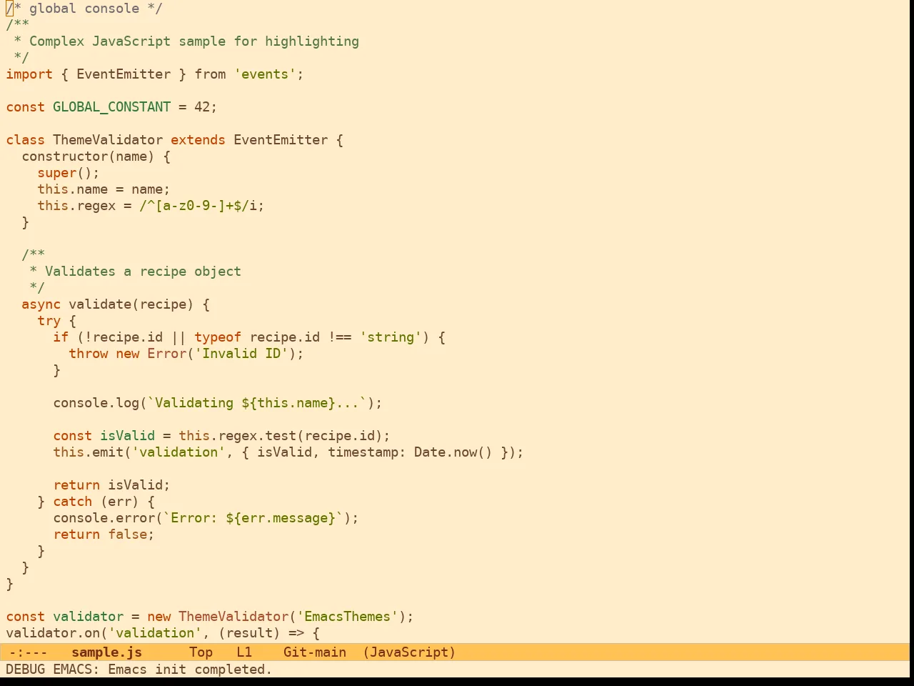 Ef Orange Theme in javascript-mode