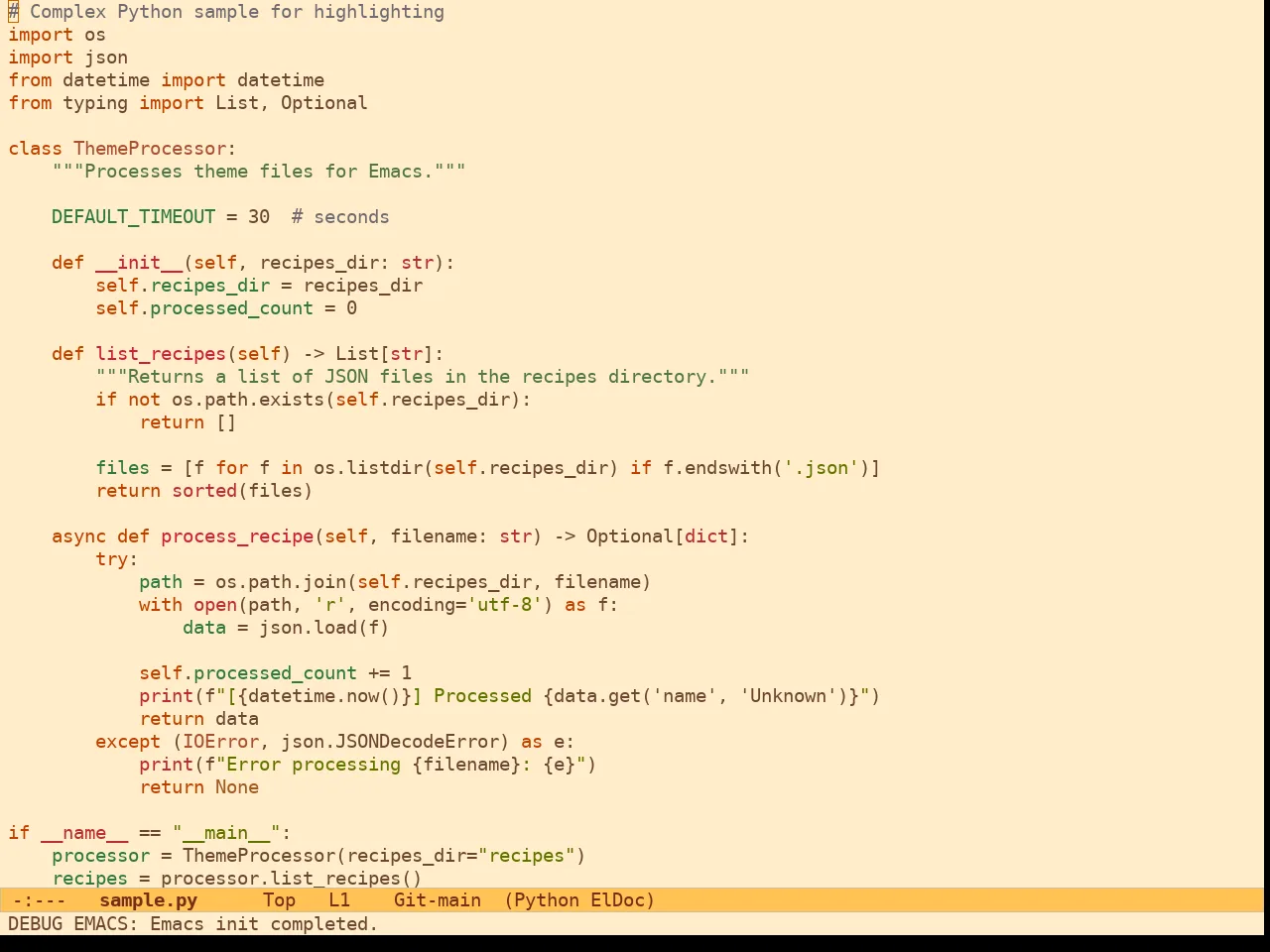 Ef Orange Theme in python-mode