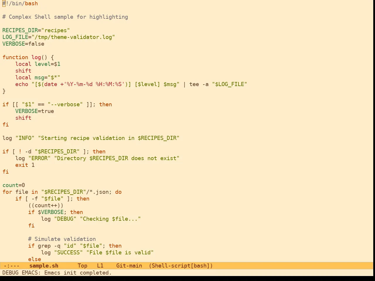 Ef Orange Theme in sh-mode