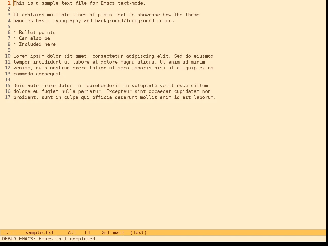 Ef Orange Theme in text-mode