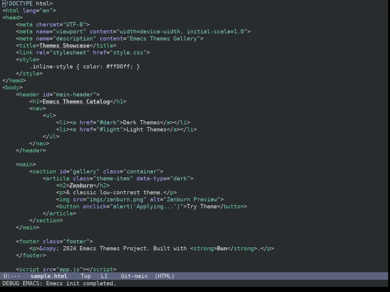 Ef Owl Theme in html-mode