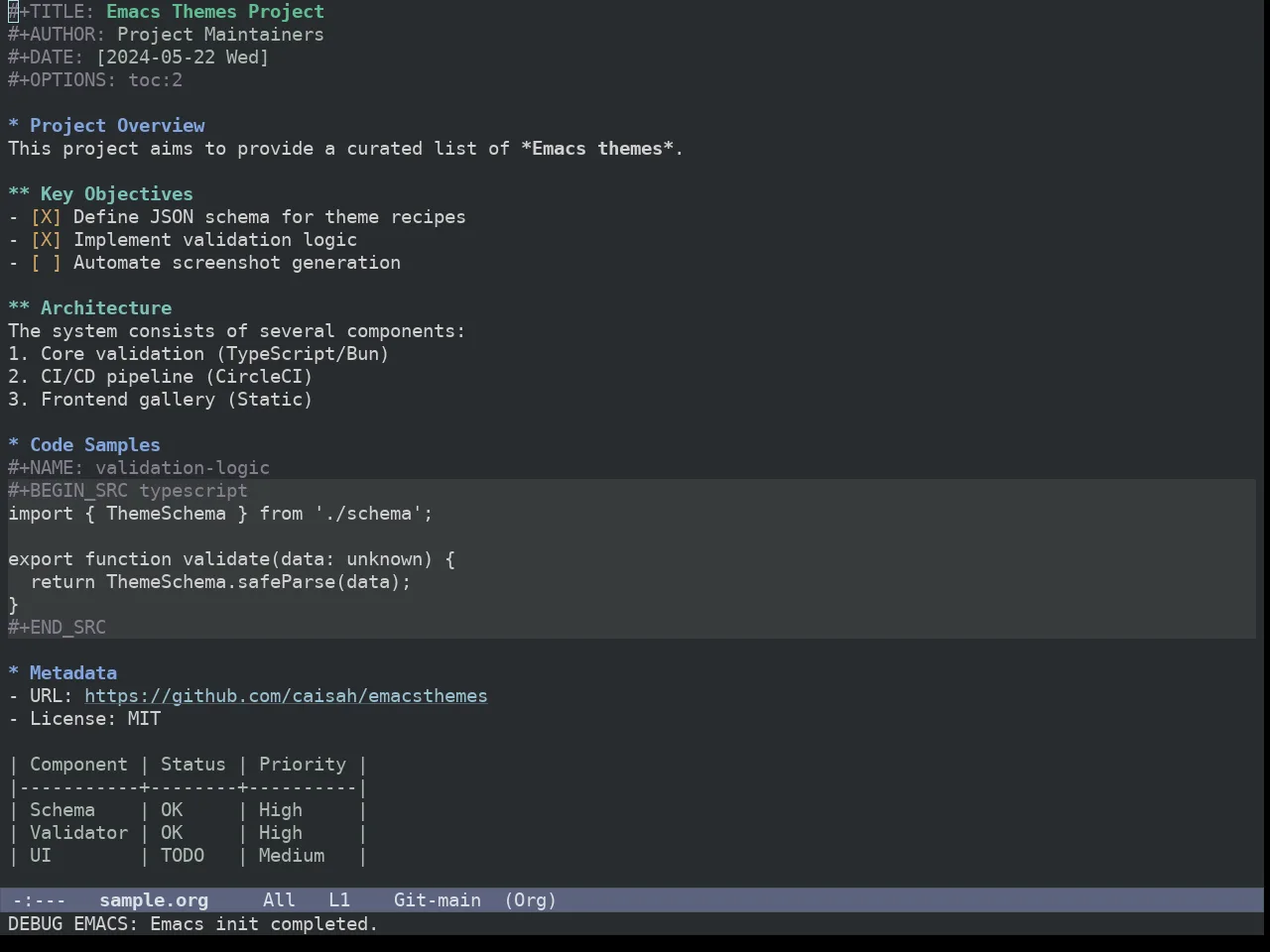 Ef Owl Theme in org-mode