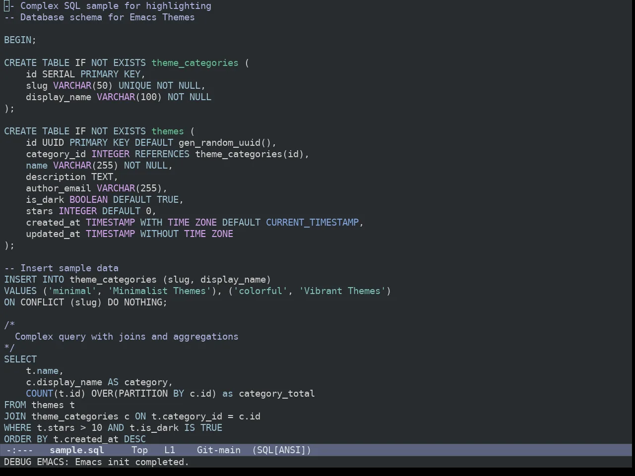 Ef Owl Theme in sql-mode
