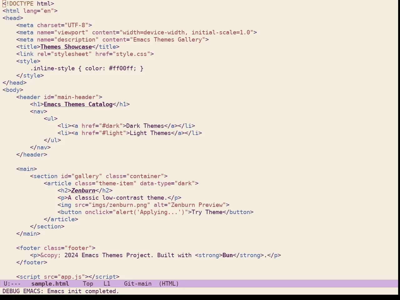 Ef Reverie Theme in html-mode