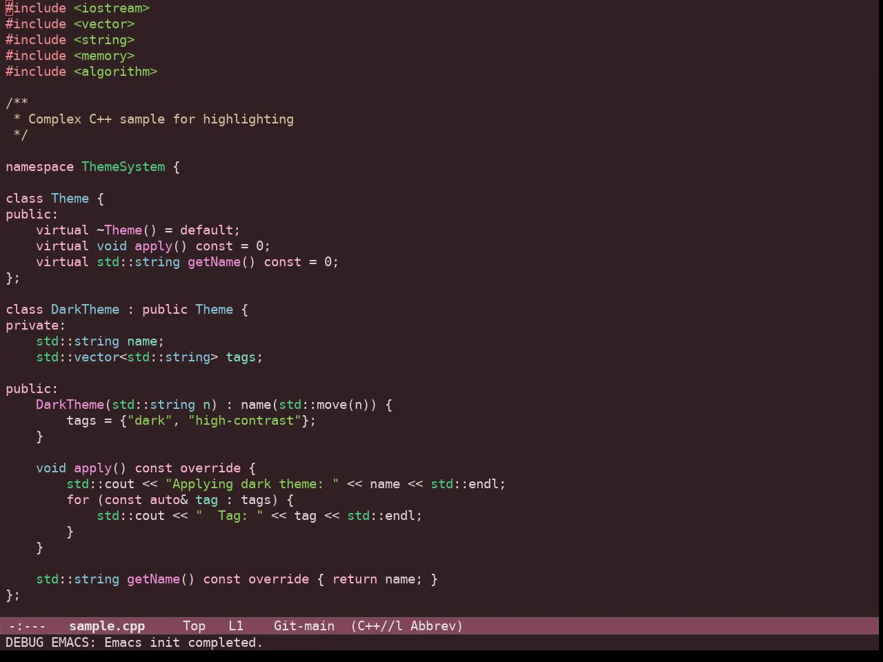 Ef Rosa Theme in c++-mode