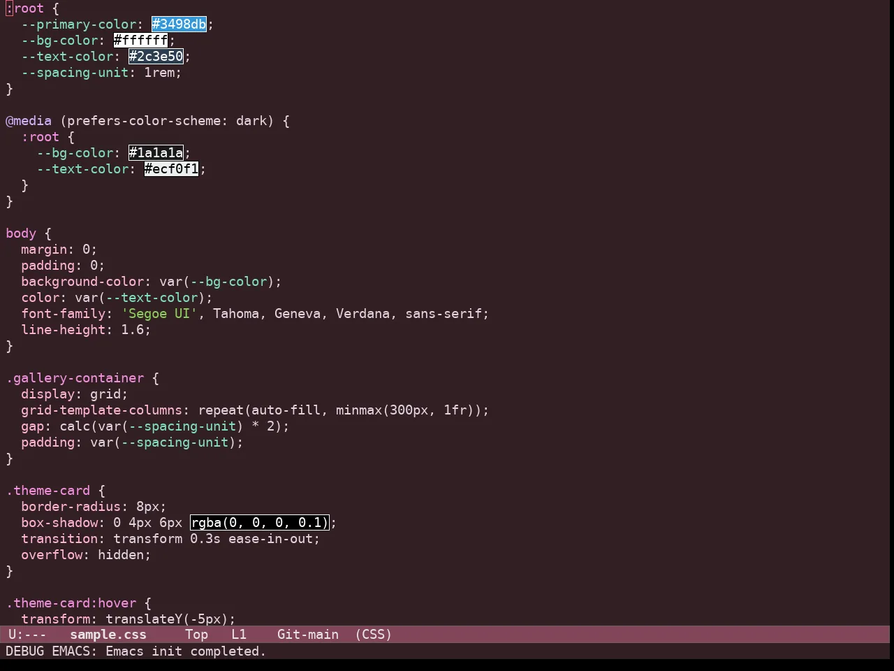 Ef Rosa Theme in css-mode