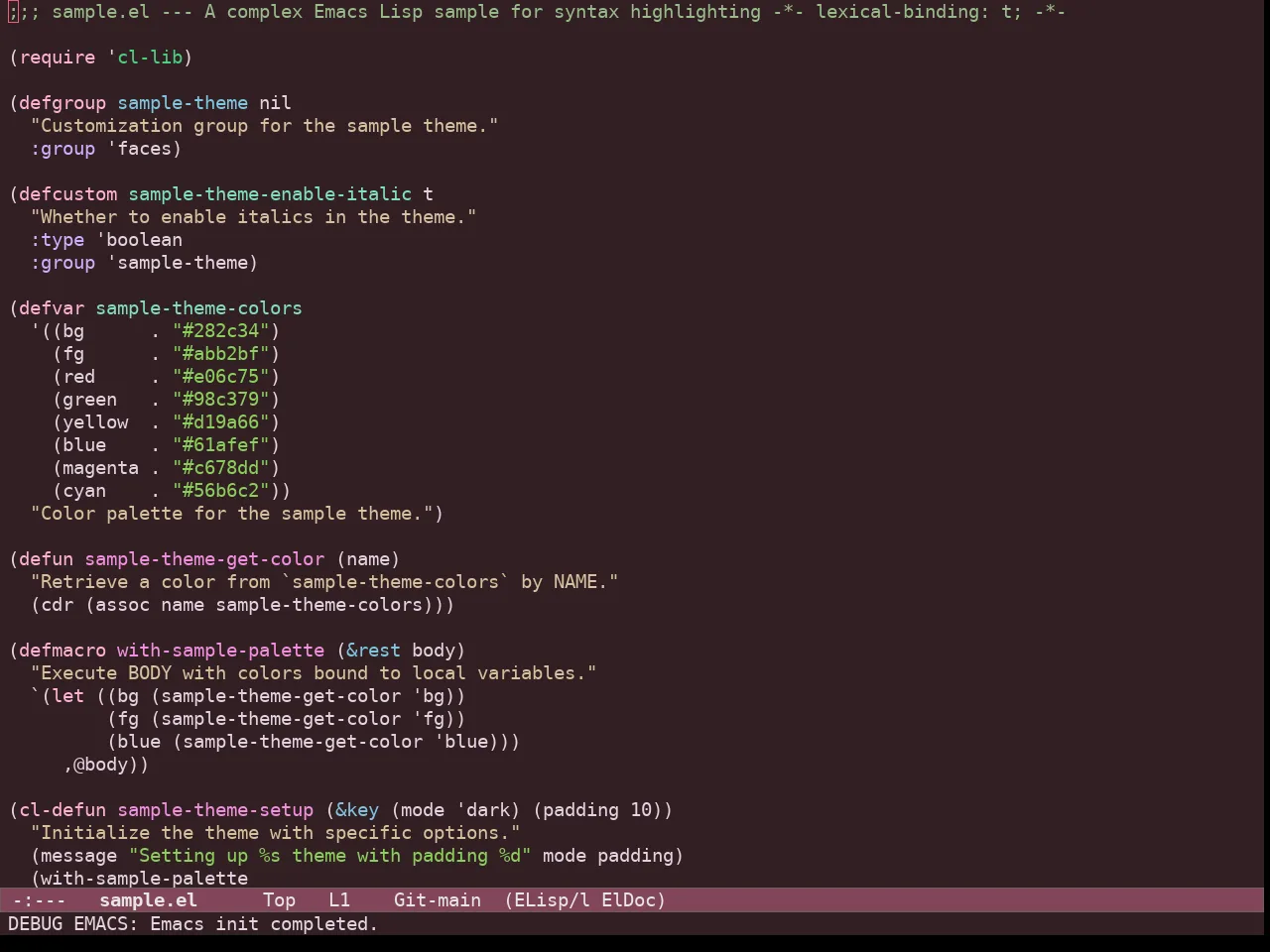 Ef Rosa Theme in emacs-lisp-mode