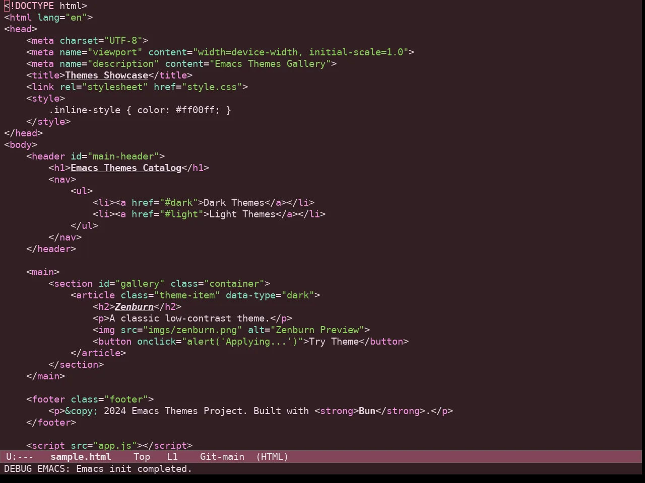 Ef Rosa Theme in html-mode