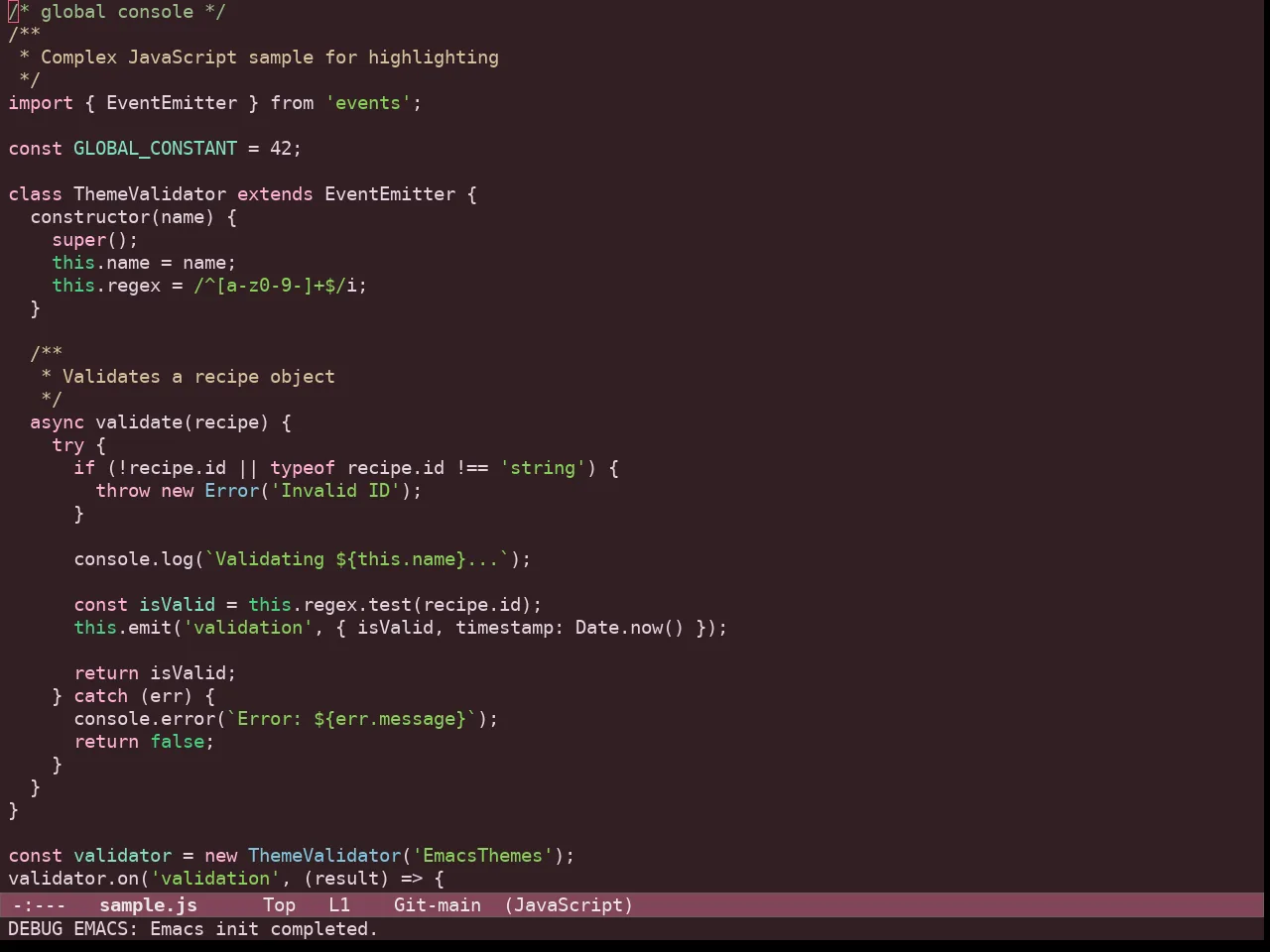 Ef Rosa Theme in javascript-mode