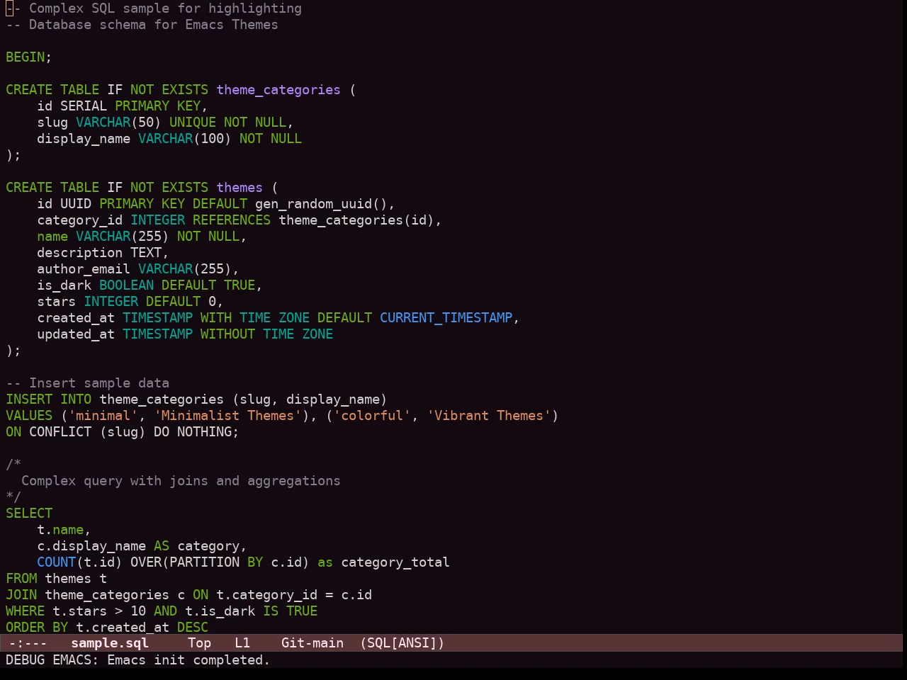 Ef Symbiosis Theme in sql-mode
