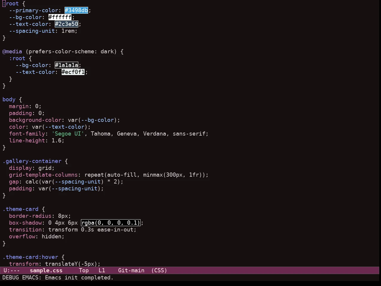 Ef Trio Dark Theme in css-mode
