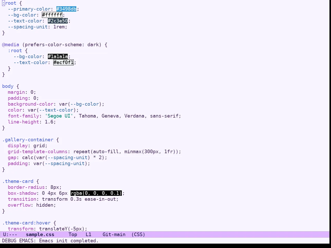 Ef Trio Light Theme in css-mode