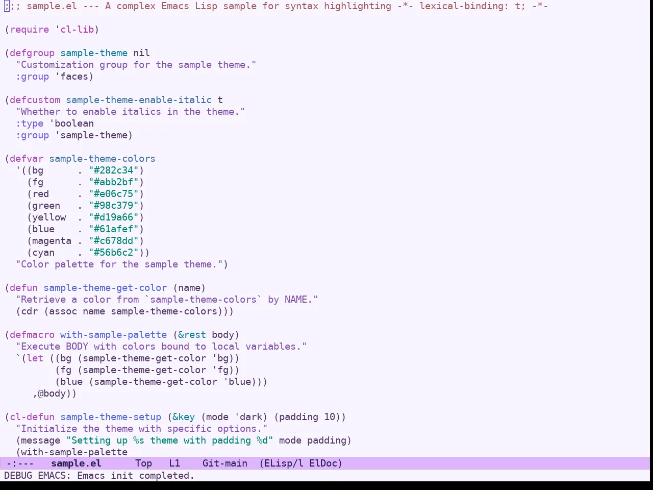 Ef Trio Light Theme in emacs-lisp-mode