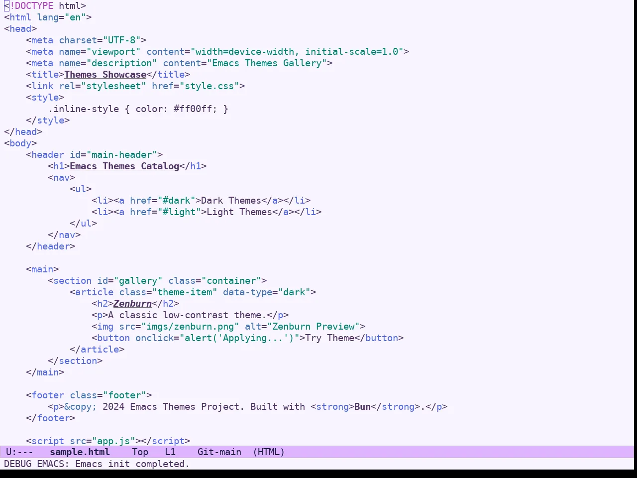 Ef Trio Light Theme in html-mode