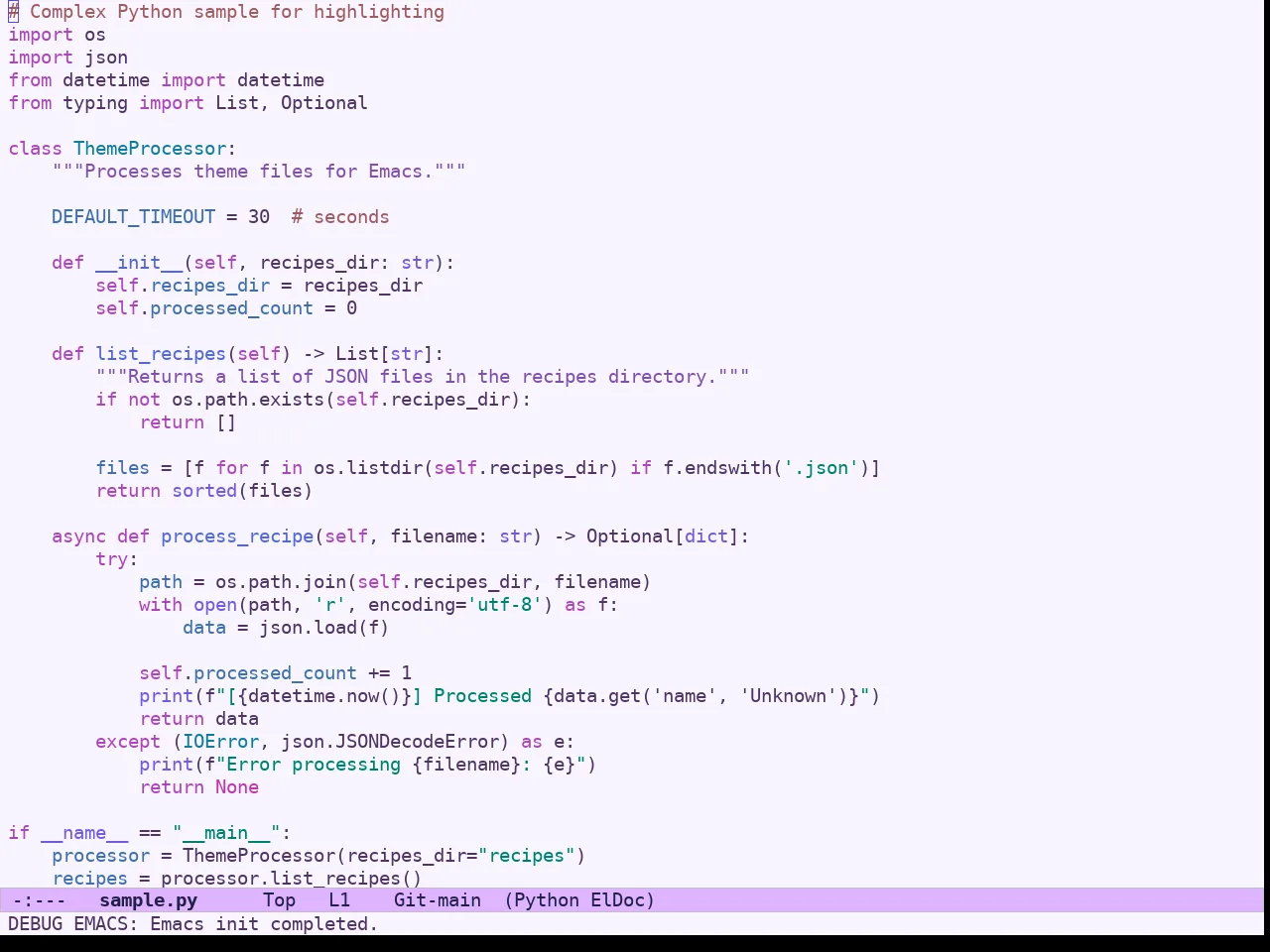 Ef Trio Light Theme in python-mode