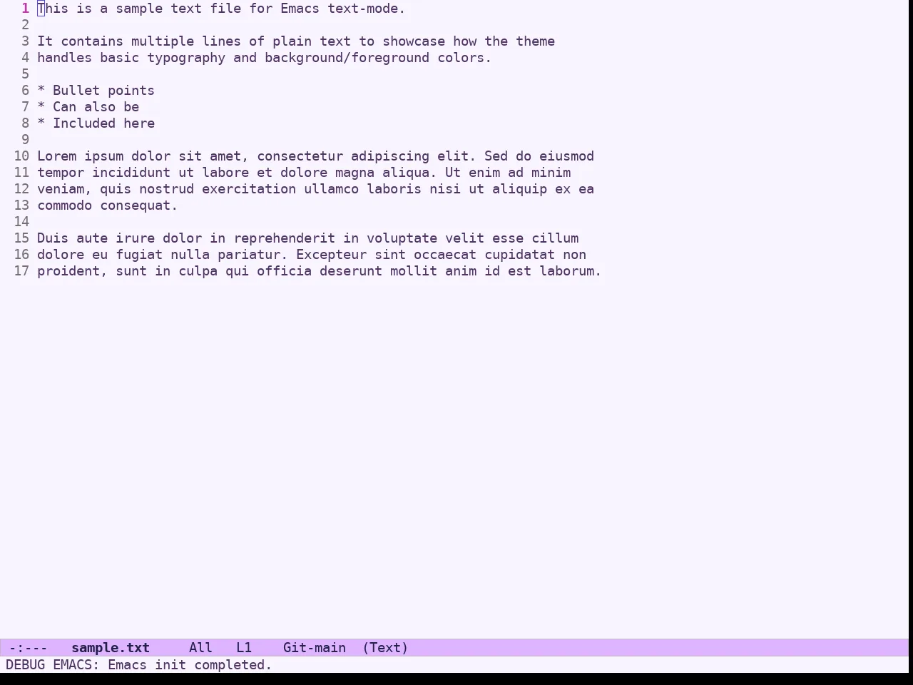 Ef Trio Light Theme in text-mode