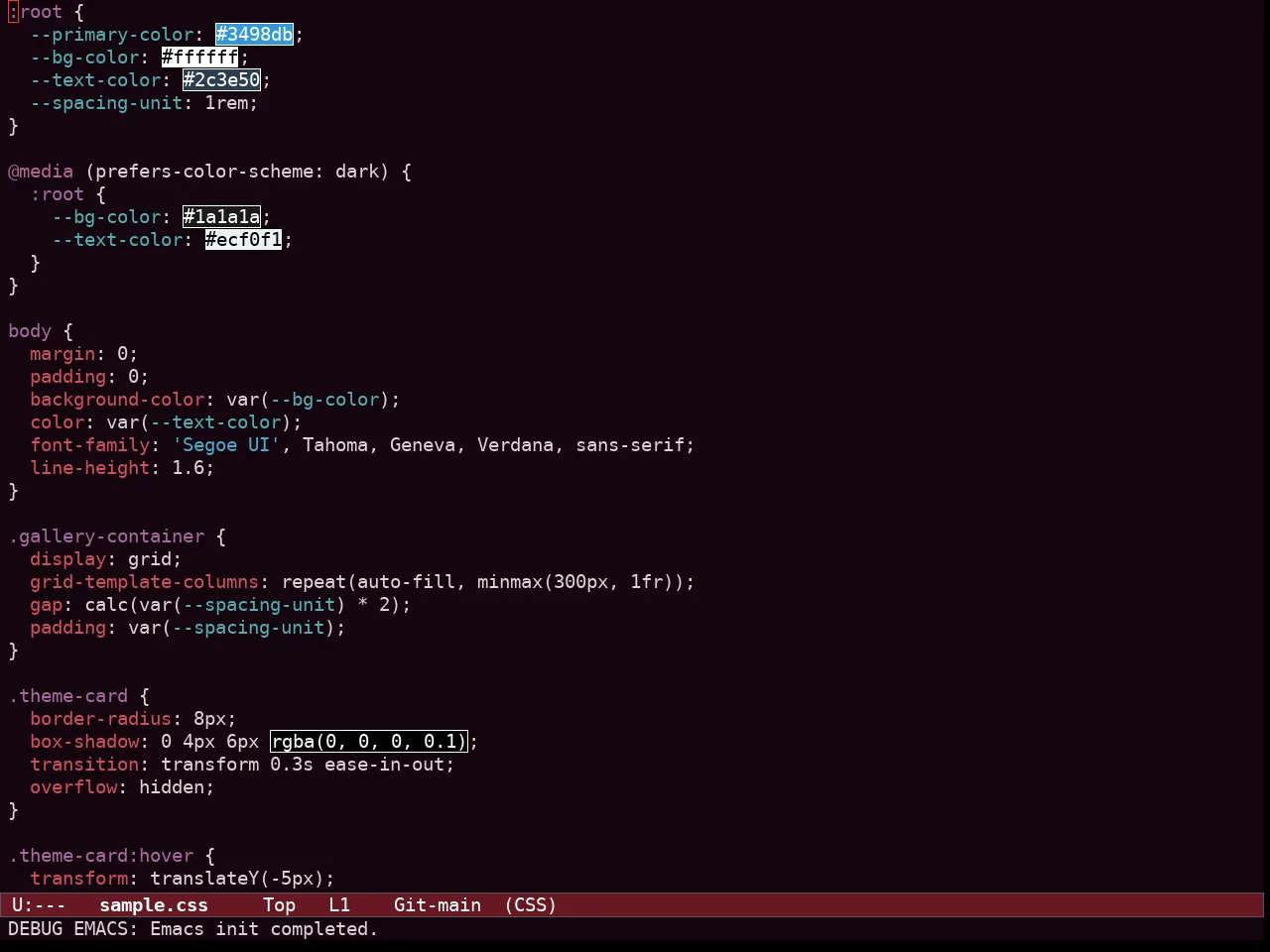Ef Tritanopia Dark Theme in css-mode