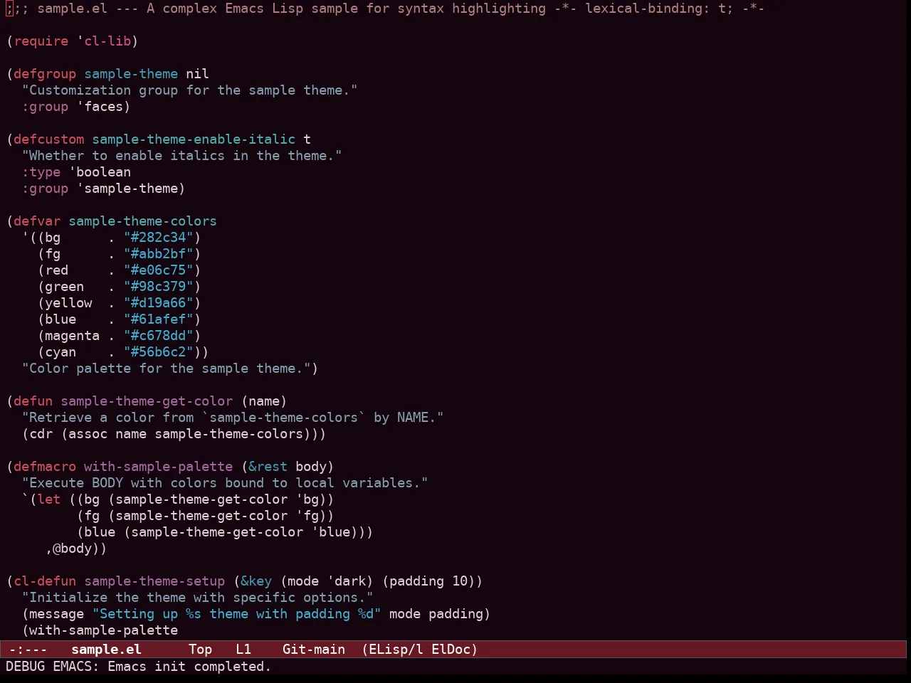 Ef Tritanopia Dark Theme in emacs-lisp-mode