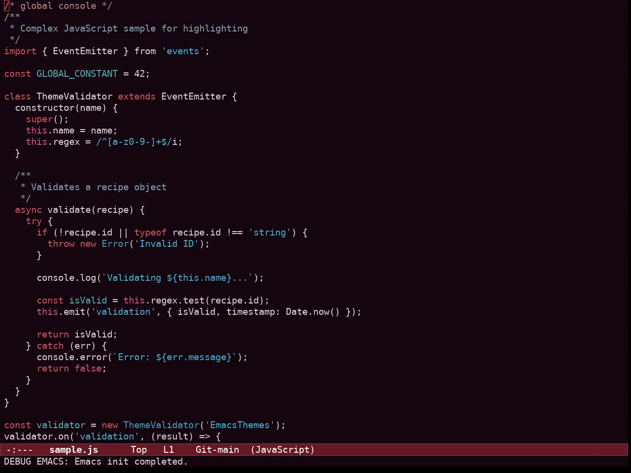 Ef Tritanopia Dark Theme in javascript-mode