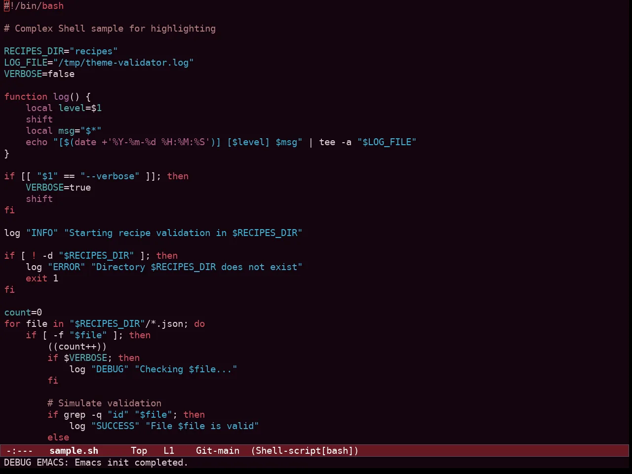 Ef Tritanopia Dark Theme in sh-mode