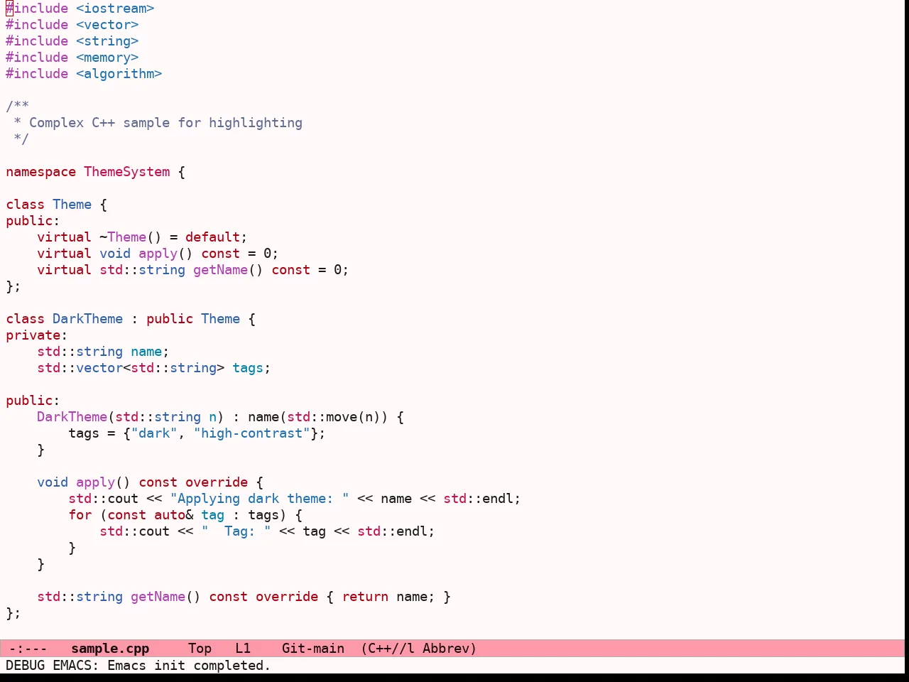 Ef Tritanopia Light Theme in c++-mode