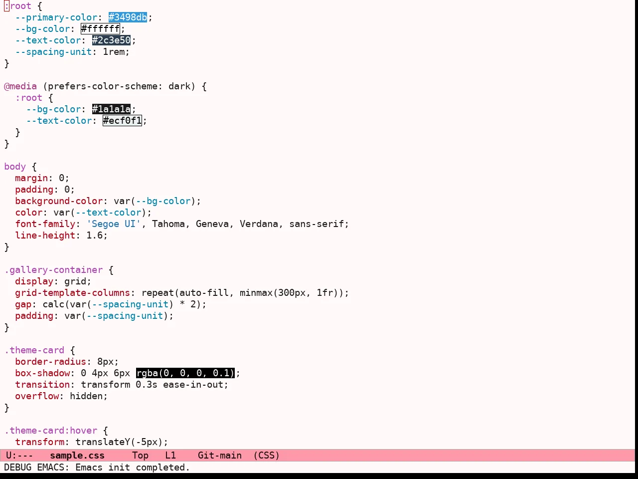 Ef Tritanopia Light Theme in css-mode