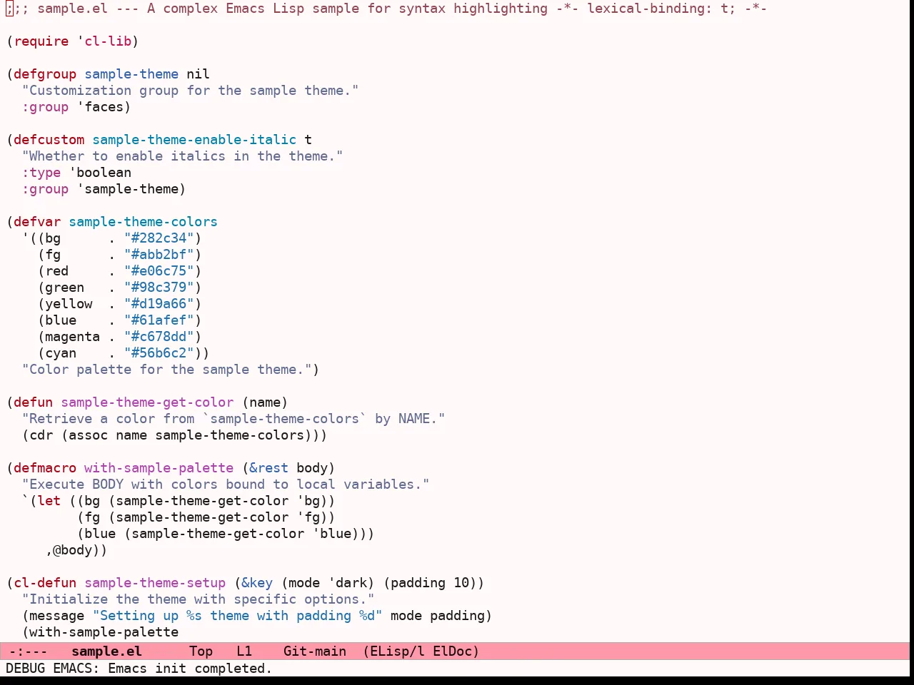 Ef Tritanopia Light Theme in emacs-lisp-mode