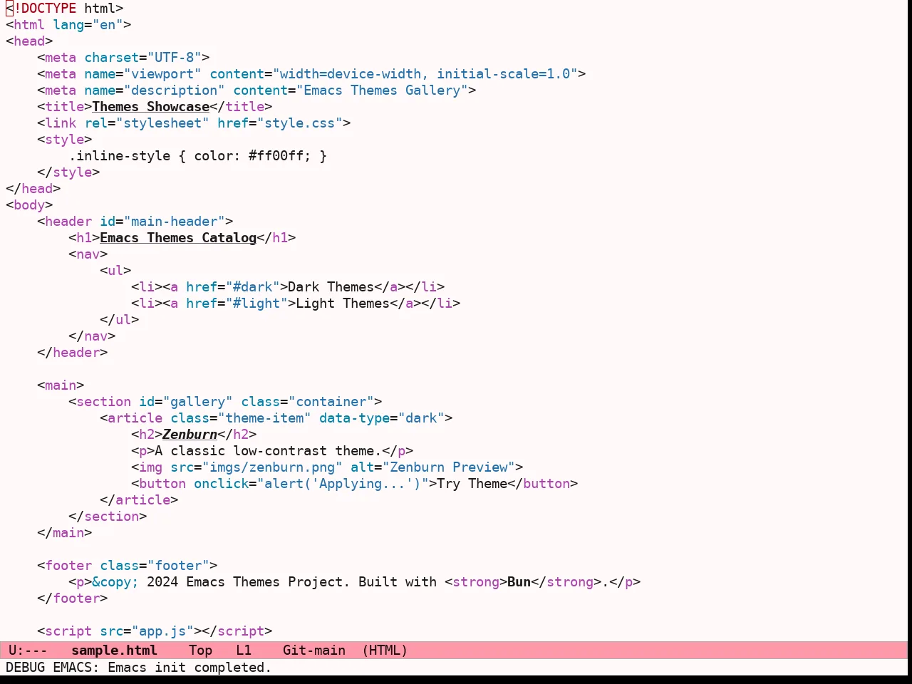 Ef Tritanopia Light Theme in html-mode