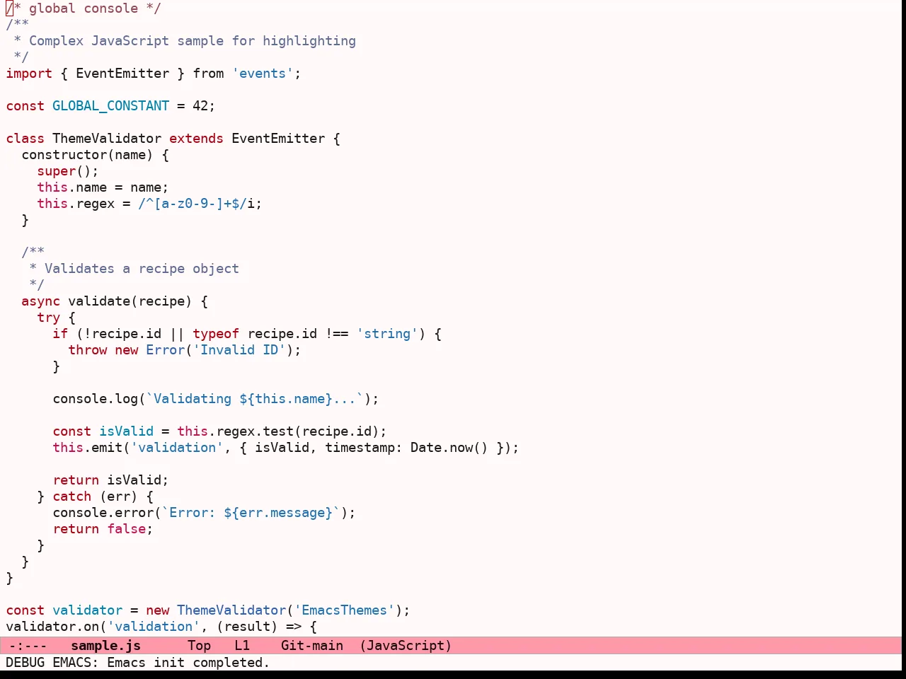 Ef Tritanopia Light Theme in javascript-mode