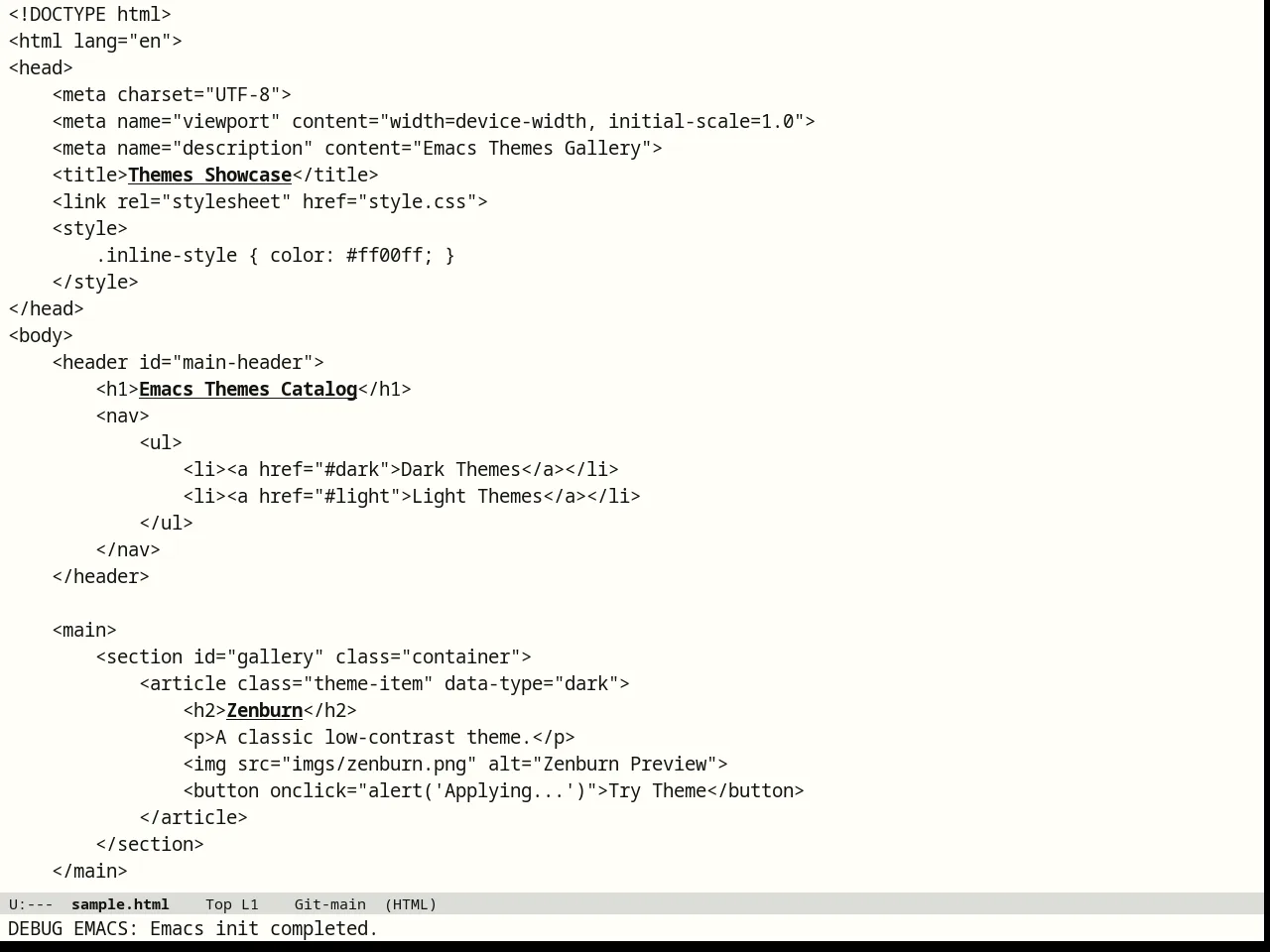 Eink Theme in html-mode