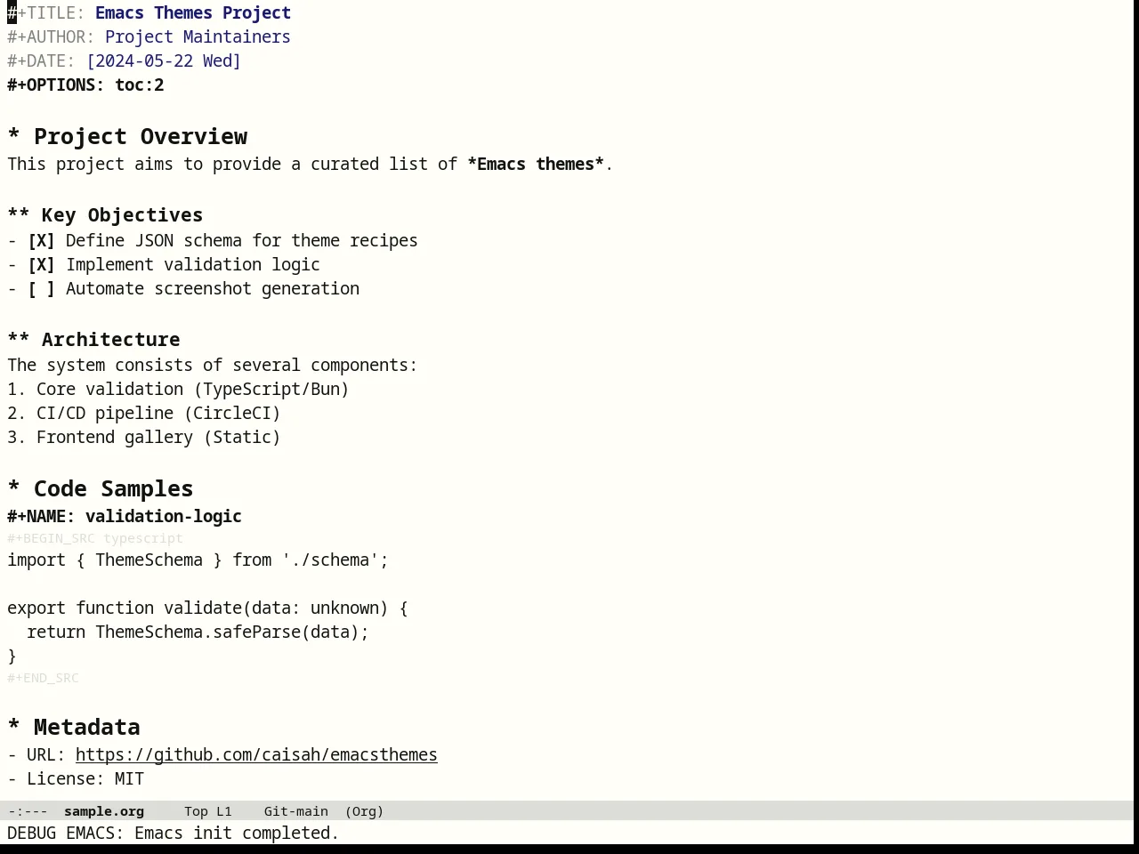 Eink Theme in org-mode