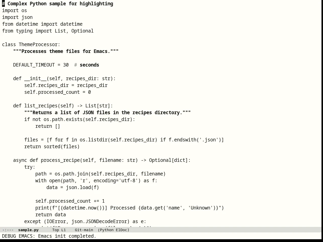 Eink Theme in python-mode