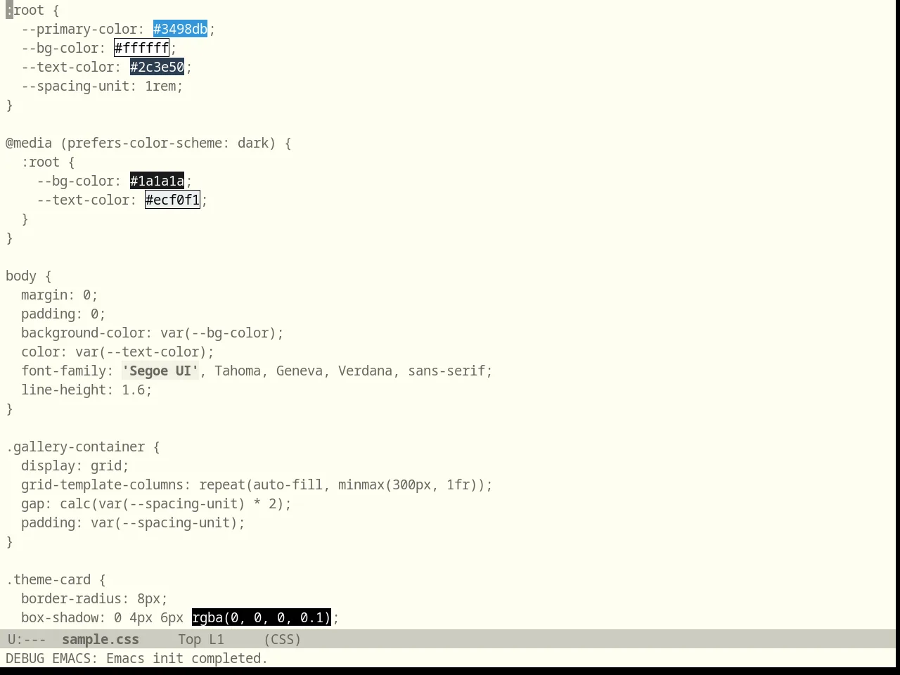 Einkless Theme in css-mode