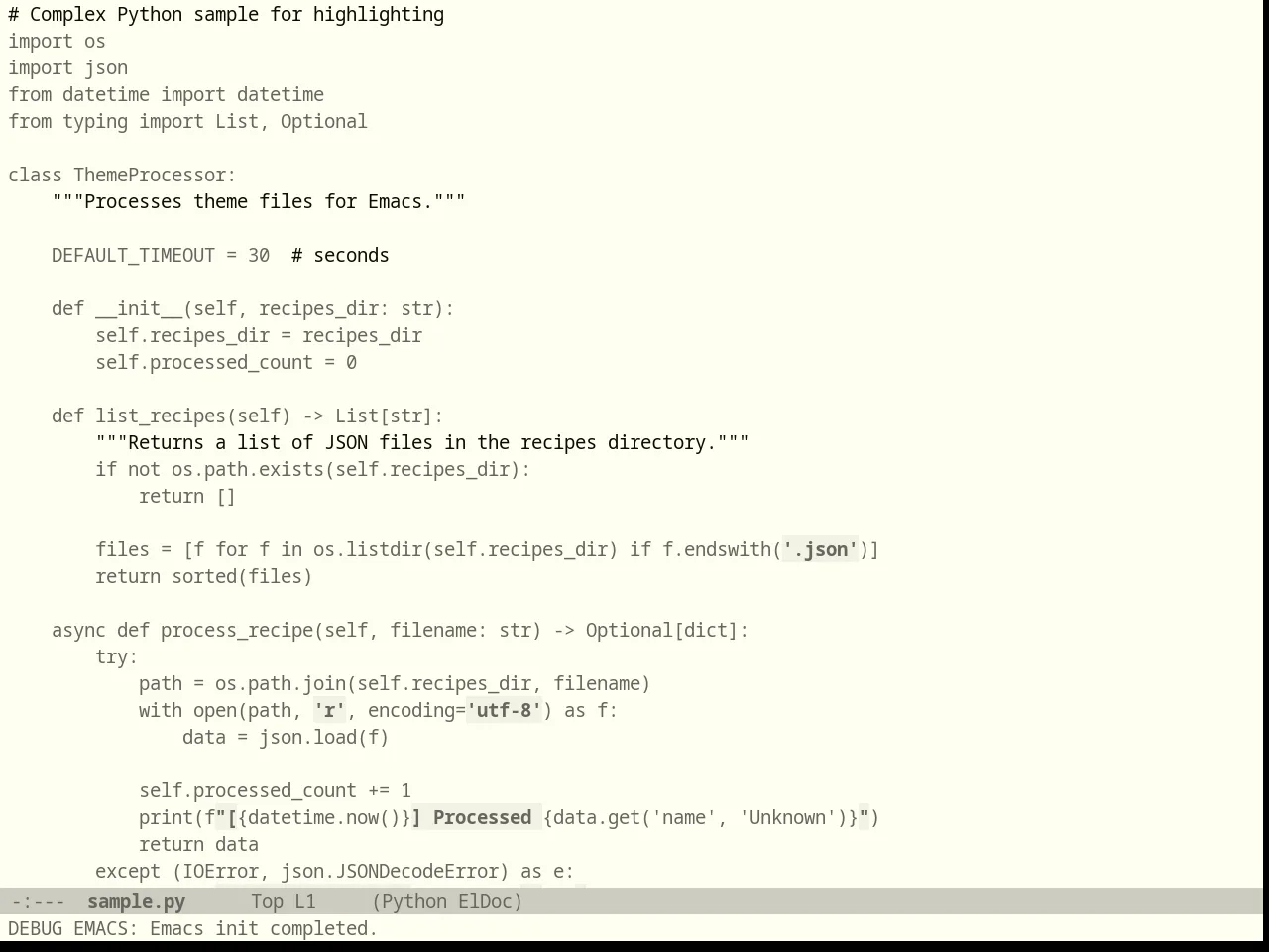 Einkless Theme in python-mode